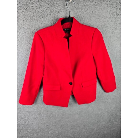 Ann Taylor Petite Blazer Jacket Womens 4P Red Career Professional Patriotic Chic - Picture 14 of 16